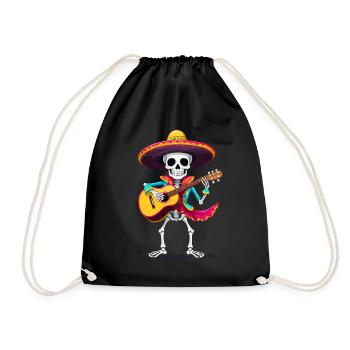 Mexikanischer Mariachi Skelett Gitarrist Fiesta - Turnbeutel - Schwarz - Vorne