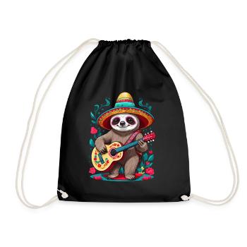 Sloth, Mariachi, Mexico, Music, Fiesta - Drawstring Bag - black - Front