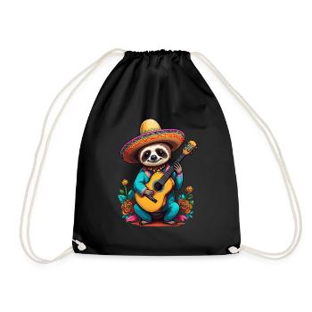 Faultier Mexikanischer Mariachi Gitarrenspieler - Turnbeutel - Schwarz - Vorne