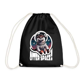 Otter Space Astronaut Space Otter Sea Otter - Drawstring Bag - black - Front