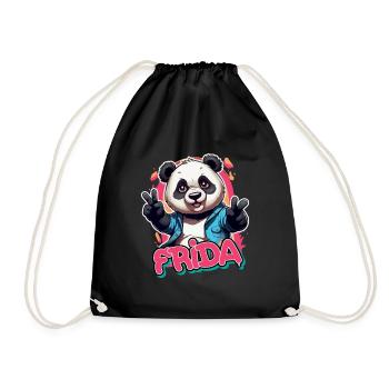 FRI DA - Schöner Mädchen Name mit coolem Panda - Turnbeutel - Schwarz - Vorne