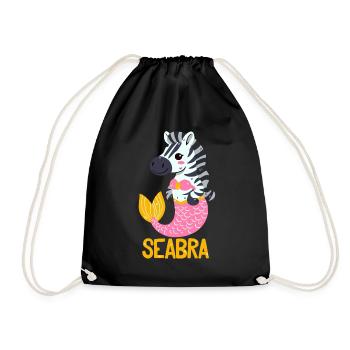 Sea Zebra Pun - Drawstring Bag - black - Front