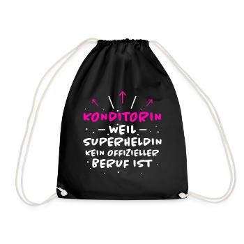 Konditorin Spruch Backen Witz Konditorin Geschenk - Turnbeutel - Schwarz - Vorne