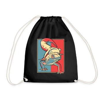 Gecko Portrait Gekkota lézard à crête léopard - Sac de sport léger - noir - Devant