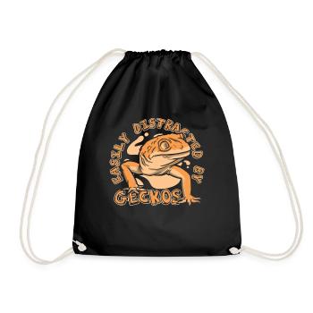 Facilement distrait par le lézard à crête des geckos - Sac de sport léger - noir - Devant