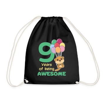 Meerkat for 9th birthday children nine years - Drawstring Bag - black - Front