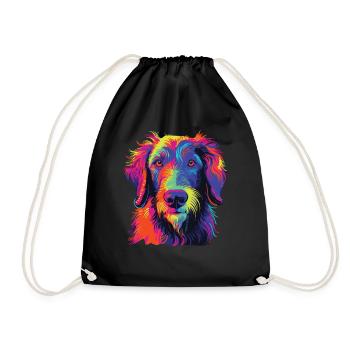 Watercolor Colorful Scottish Deerhound - Drawstring Bag - black - Front