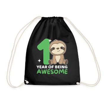 Sloth for 1st birthday for children one year old - Drawstring Bag - black - Front