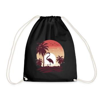 Flamingo Illustration - Turnbeutel - Schwarz - Vorne