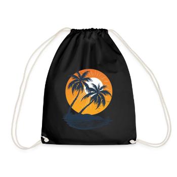 Sunny Palm Island Sunset - Drawstring Bag - black - Front