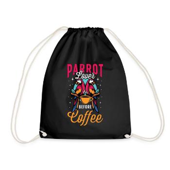 Parrot Lover Before Ornithologist Coffee Lover - Drawstring Bag - black - Front