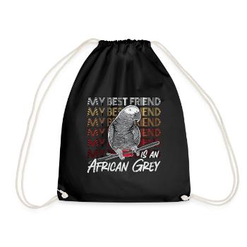 African Grey My Best Friend Is An Ornithologist - Drawstring Bag - black - Front