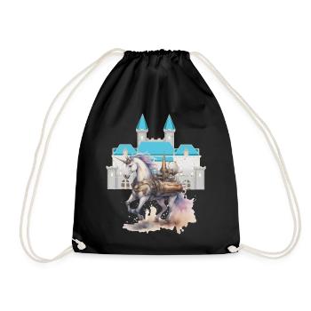 Château Licornes Chevaux Cheval Conte de fées Créature mythique - Sac de sport léger - noir - Devant