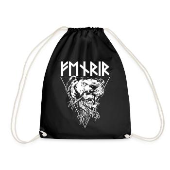Wikinger Tshirt Viking Valhalla Walhalla Gott Odin - Turnbeutel - Schwarz - Vorne