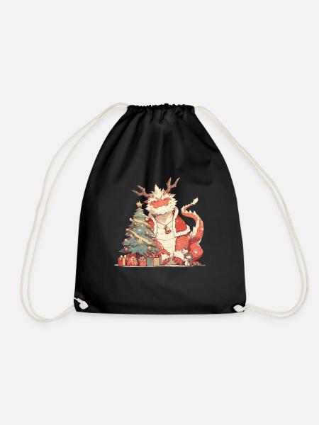 Drache Weihnachten Drache Kinder - Turnbeutel - Schwarz