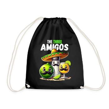 Three Amigos Tequila Lime Salt Mexico Funny - Drawstring Bag - black - Front