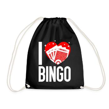 Bingo Player Heart I Love Bingo - Drawstring Bag - black - Front