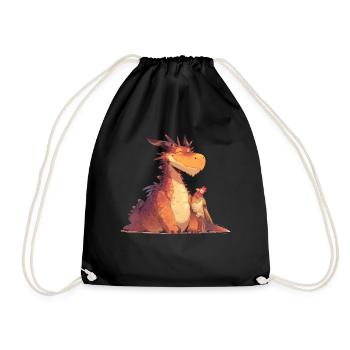 Dragon, Thanksgiving, Dragon, Kids - Drawstring Bag - black - Front