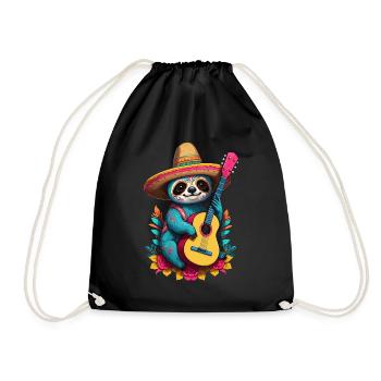 Sloth Mexican Mariachi Music Fiesta - Drawstring Bag - black - Front
