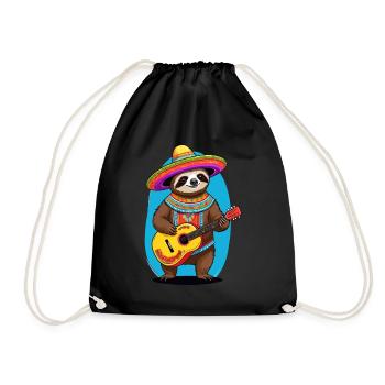 Faultier Mexikanischer Mariachi Gitarrenmusik - Turnbeutel - Schwarz - Vorne