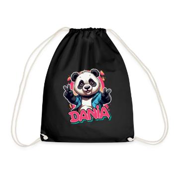 DANIA - Beautiful girl name with cool panda - Drawstring Bag - black - Front