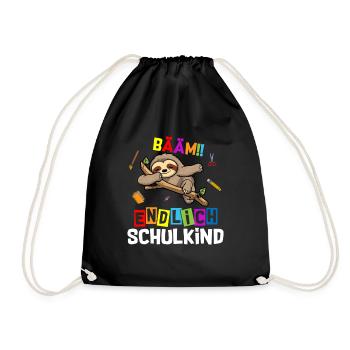 Bääm Finally Schoolchild Sloth School Enrollment - Drawstring Bag - black - Front