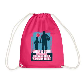 Father & Son a Crazy Team Partner Look - Drawstring Bag - fuchsia - Front
