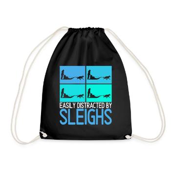 Sledding Sled dogs - Drawstring Bag - black - Front