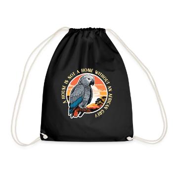 African Grey A House Is Not A Home Parrot Owner - Drawstring Bag - black - Front