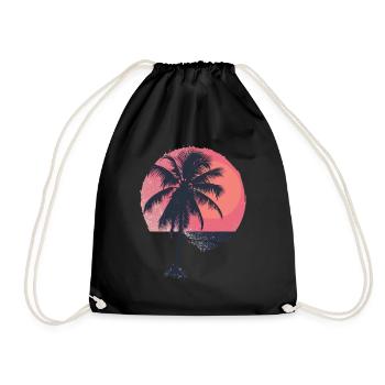 Sunny Palm Trees Sunset - Drawstring Bag - black - Front