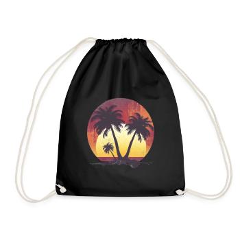 Coucher de soleil tropical et palmiers - Sac de sport léger - noir - Devant