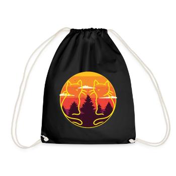 Retro Cats Vintage 80's Cat Nature Sun Summer - Drawstring Bag - black - Front