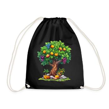 Colorful fruit tree with ripe fruits - Drawstring Bag - black - Front