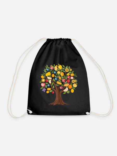 Arbre fruitier coloré avec des fruits tropicaux - Sac de sport léger - noir