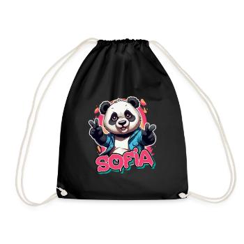 SOFIA - Beautiful Girl Name with Cool Panda - Drawstring Bag - black - Front