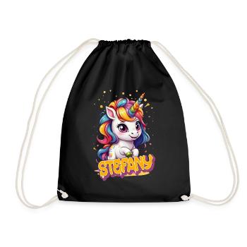 STEFANY - Beautiful girl name with cute unicorn - Drawstring Bag - black - Front