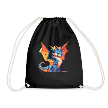 Drache Origami Kawaii Drache Kinder - Turnbeutel - Schwarz - Vorne