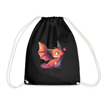 Dragon Butterfly Kawaii Dragon Kids - Drawstring Bag - black - Front