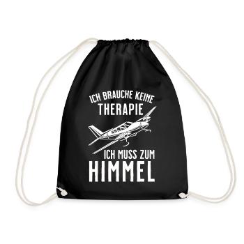 Airplane Tshirt Men's Helicopter Pilot Airplane - Drawstring Bag - black - Front