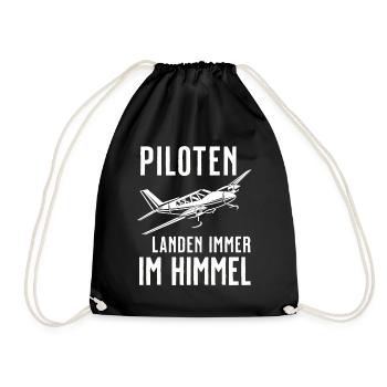 Airplane Tshirt Men's Helicopter Pilot Airplane - Drawstring Bag - black - Front