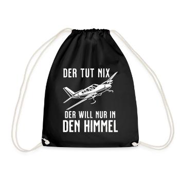 Airplane Tshirt Men's Helicopter Pilot Airplane - Drawstring Bag - black - Front