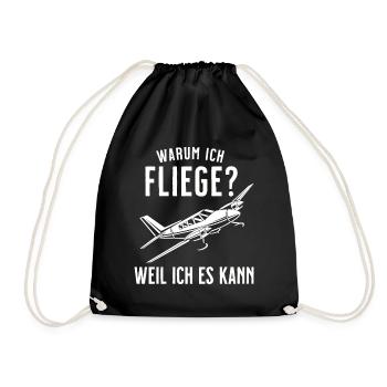 Airplane Tshirt Men's Helicopter Pilot Airplane - Drawstring Bag - black - Front