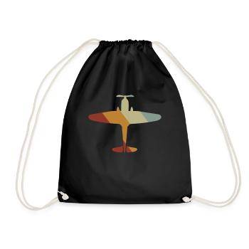 Airplane Tshirt Men's Helicopter Pilot Airplane - Drawstring Bag - black - Front