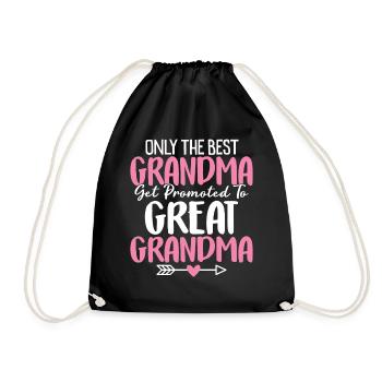 Only The Best Grandma Get Promoted to Great - Drawstring Bag - black - Front