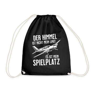 Airplane Tshirt Men's Helicopter Pilot Airplane - Drawstring Bag - black - Front