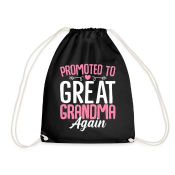 Promoted to Great Grandma Again Pregnancy - Drawstring Bag - black - Front