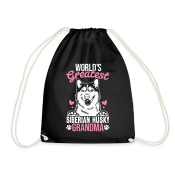 Dog Grandma Funny Siberian Husky Pawma Fur Dog - Drawstring Bag - black - Front