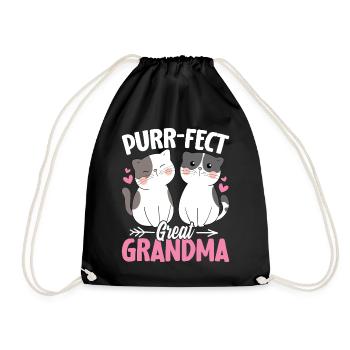 Purrfect Cat Grandma Kitten Funny Great Grandma - Drawstring Bag - black - Front