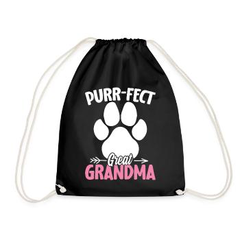Purrfect Cat Grandma Kitten Funny Great Grandma - Drawstring Bag - black - Front