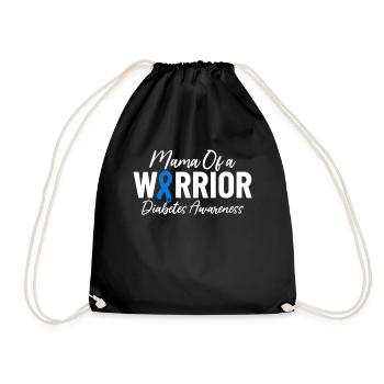 Mama eines Kriegers Blue Ribbon Jugenddiabetes - Turnbeutel - Schwarz - Vorne